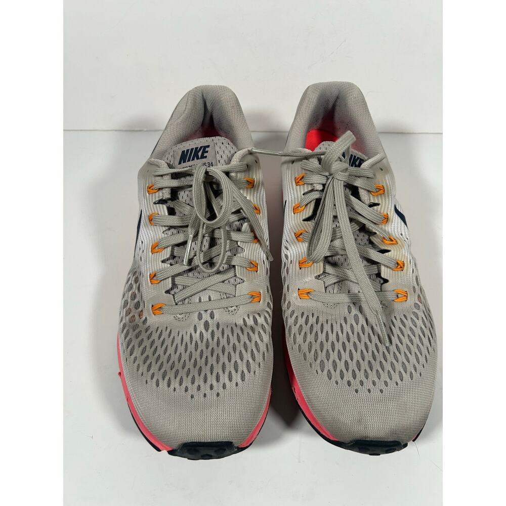 Nike Air Zoom Pegasus 34 Road Running Shoes Men 10.5 Gray Pink Athletic Sneakers - Picture 2 of 12